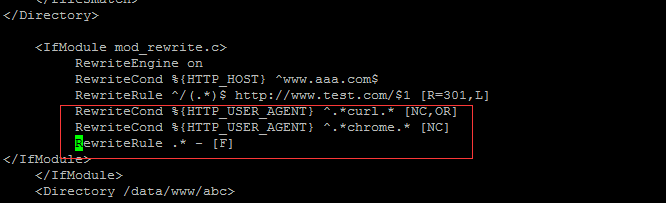 Apache禁止指定user_agent的方法