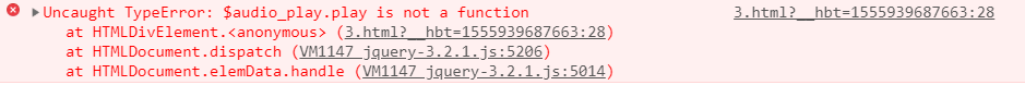 jQuery中$(“#audio”).play()报错is not a function
